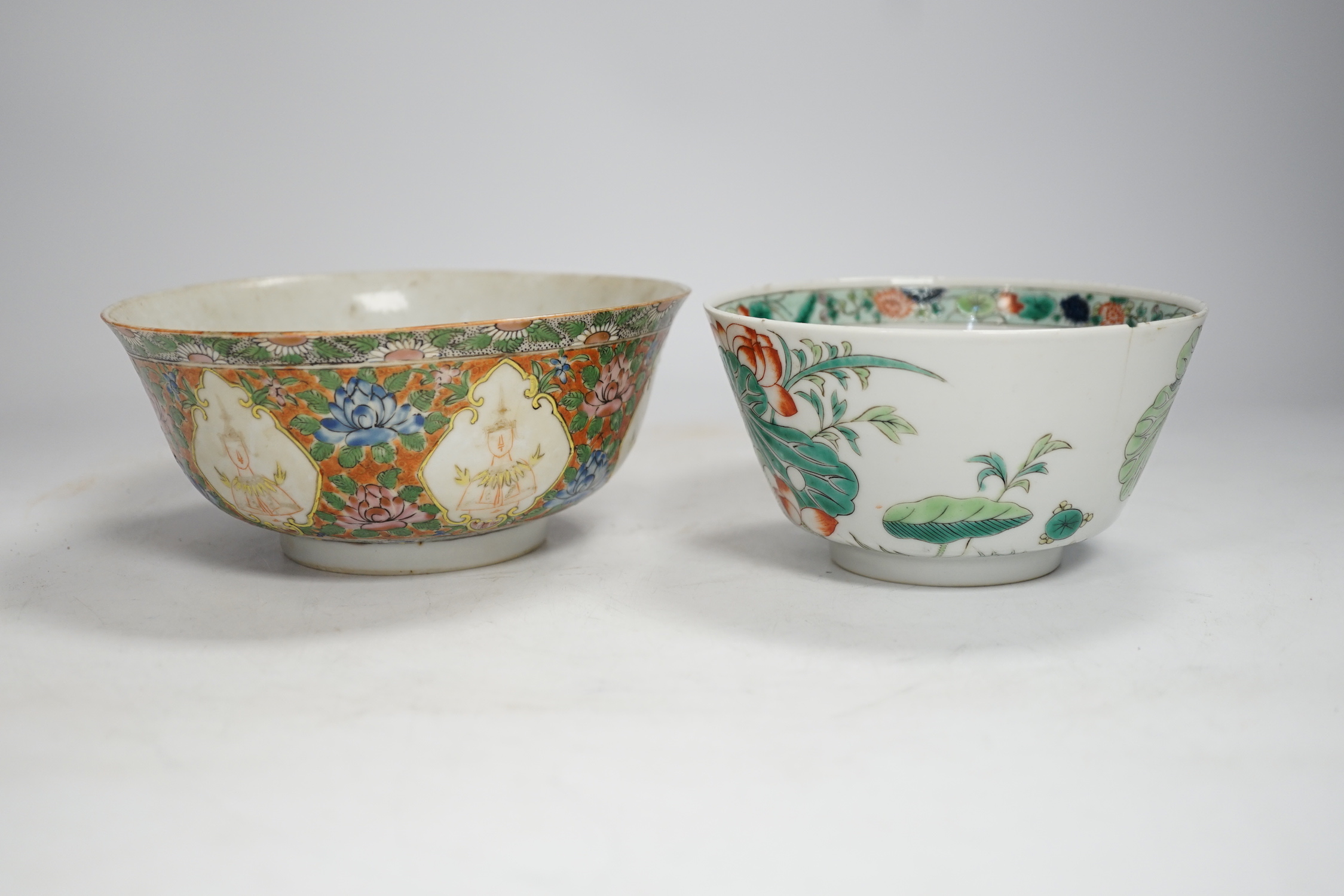 Two Chinese enamelled porcelain bowls, one for the Thai market, late Qing period, largest 16cm in diameter